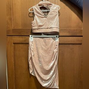 NWOT Peach velvet dance costume set